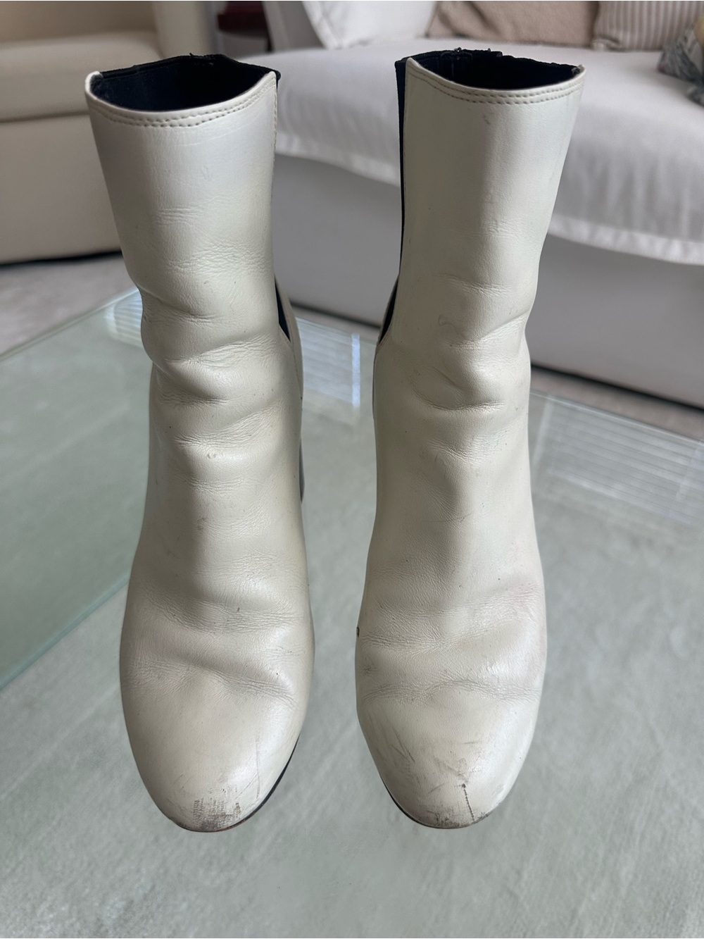 Dolce Vita white leather boots